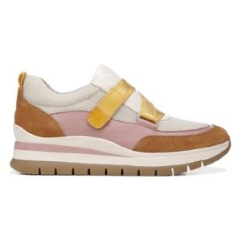 Naturalizer Adiline Sneakers Womens 10M Pink Tan Suede Mesh Elastic Strap Shoes‎